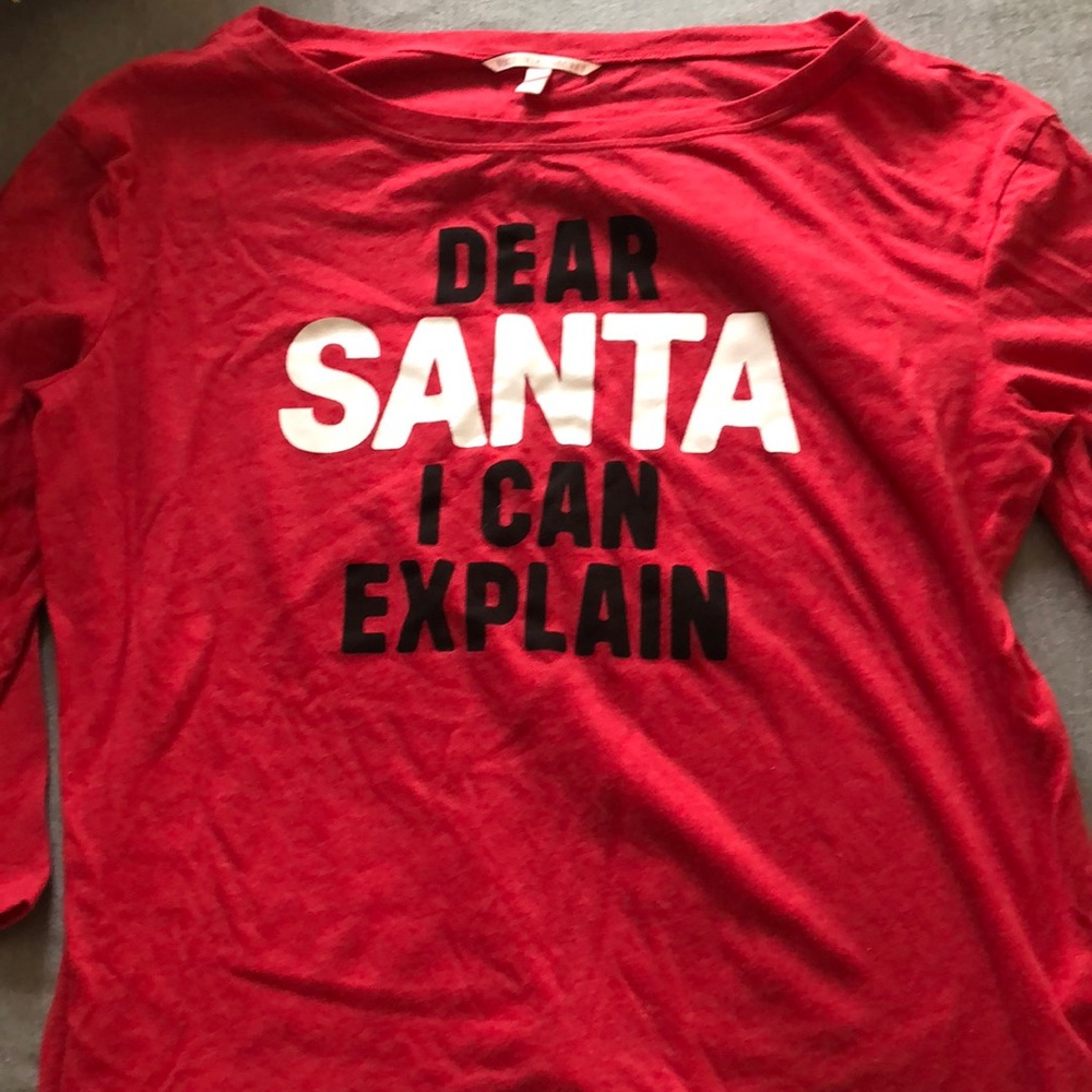Victoria’s Secret Christmas pajama shirt.